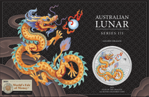 1 Unze Silber Lunar III Golden Dragon 2024 ANA Special (Auflage: 5.000)