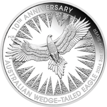 3 Unze Silber 10 Jahre Wedge Tailed Eagle 2024 (Auflage: 5.000 | Polierte Platte)