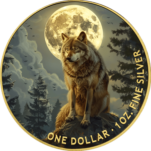 1 Unze Silber Deutsche Waldtiere Wolf 2024 (Auflage: 50 | teilvergoldet)